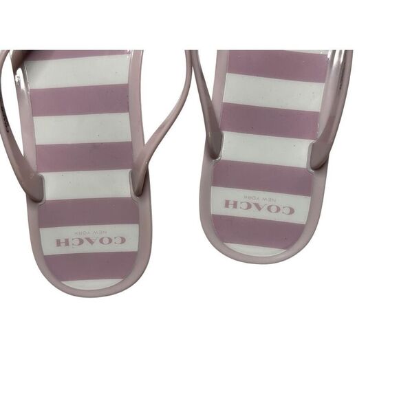 Coach Landon Jelly Flip Flops Summer Cruise Pink Striped 9B/39 Vacation Yuppie - Picture 3 of 6